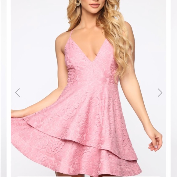 Detail Oriented Embroidered Lace Mini Dress - Rose - Picture 1 of 2